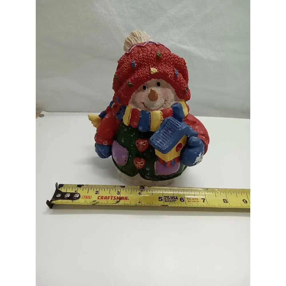 Snowman Figurine resin white‎ blue red green 7X7X5